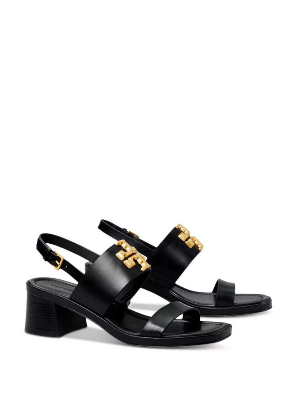 Tory Burch Eleanor Slingback Sandals Women's Size 10.5 Black Leather Block Heel